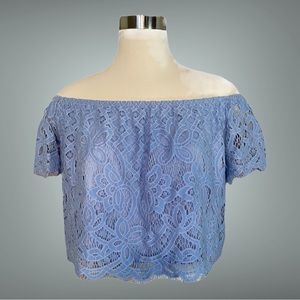 Express Halter Top Style Lace Blouse Size XS Blue in Color